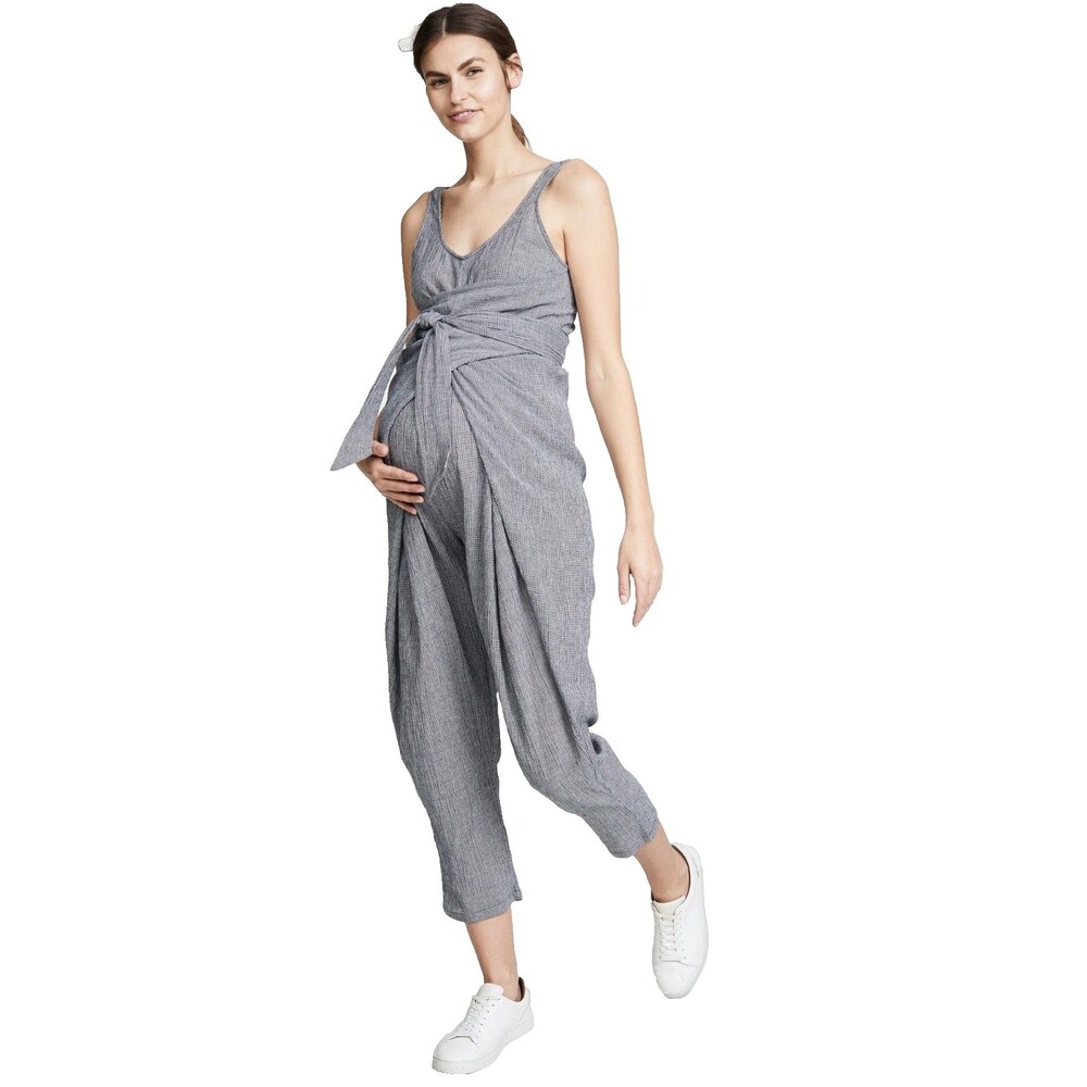 Hatch Gray Striped Maternity Jumpsuit